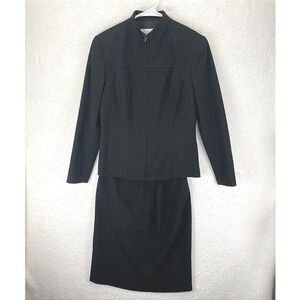 Philip DiCaprio Suit Set Women's 4 Black Skirt Suit Zip Jacket Career Formal